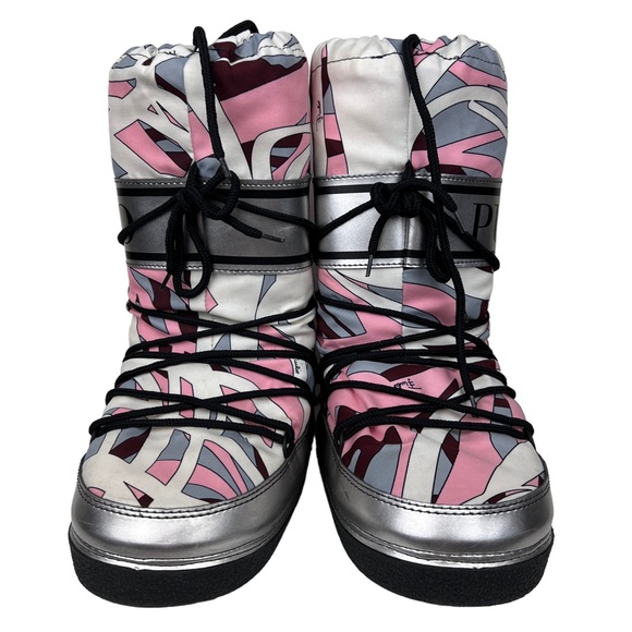 Emilio Pucci Printed Lace Winter Snow Ski Moon Boots - Picture 5 of 10